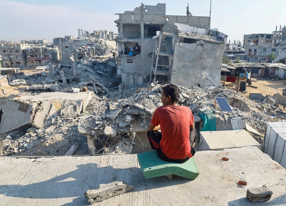 Les decombres d'une maison a khan younis dans le sud de la bande de gaza