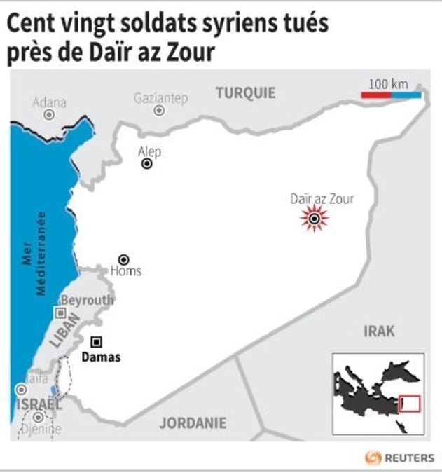 Cent vingt soldats syriens tues pres de dair az zour