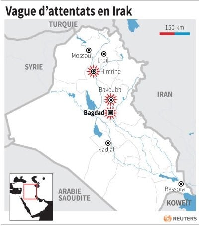 Une vague d'attentats fait 27 morts mardi en Irak