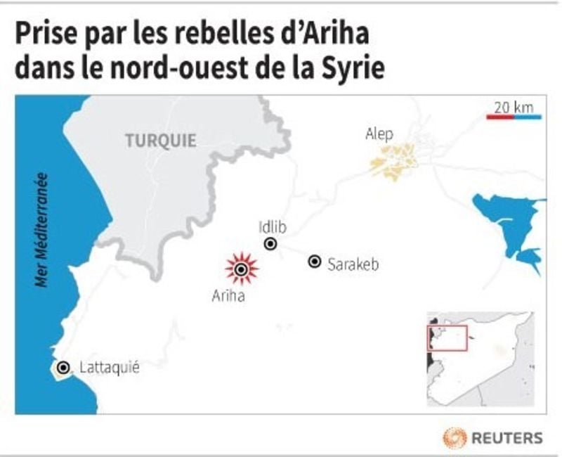 Prise par les rebelles d'ariha, dans le nord-ouest de la syrie