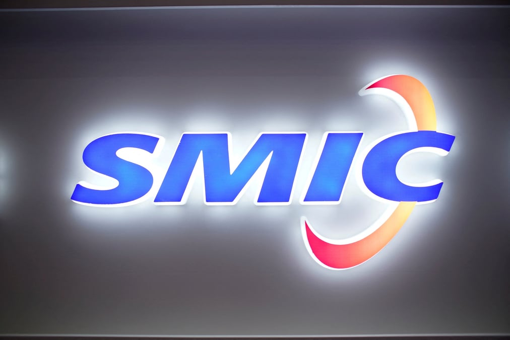 Logo de semiconductor manufacturing international corporation (smic) a l'exposition internationale des semi-conducteurs de chine