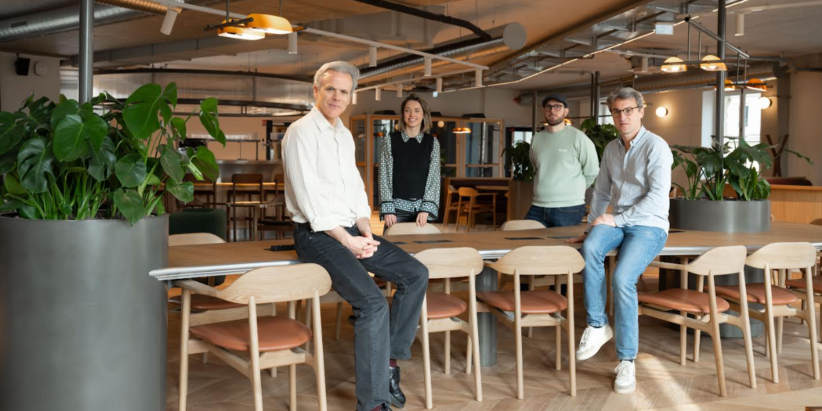Guillaume Houzé, président et fondateur de Motier Ventures, Sophie Palmer et Jordan Pillet (La Maison), et Clément Lamolinerie, managing partner de Motier Ventures.