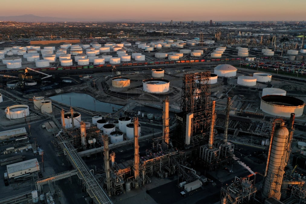 Vue aerienne d'un site industriel en californie