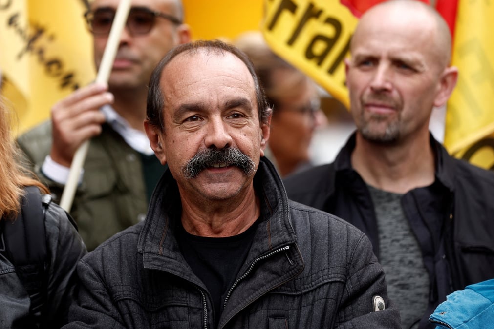Le secretaire general de la cgt, philippe martinez, lors d'une a une manifestation a paris