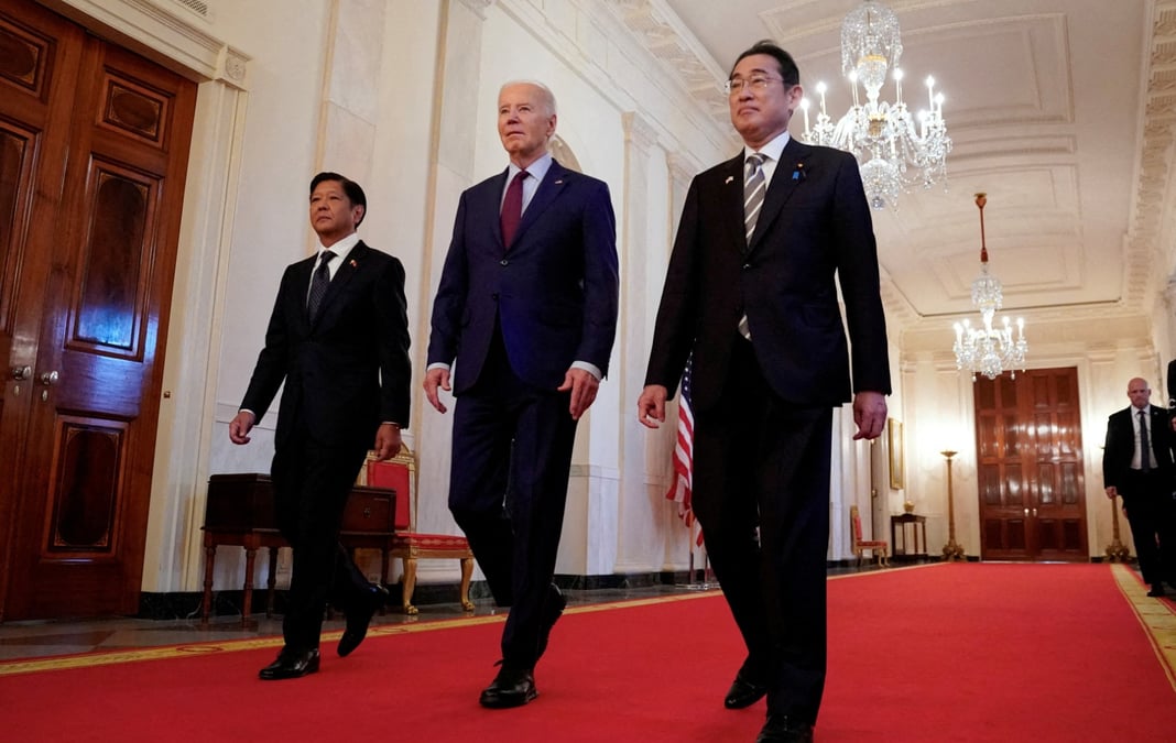 Les dirigeants américain, japonais et philippin étaient réunis lors d'un sommet inédit, jeudi, aux Etats-Unis.