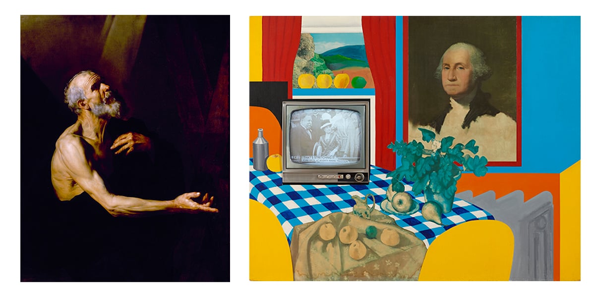 De gauche à droite, « Saint André en prière » de Jusepe de Ribera (1615-1618), et « Still Life » de Tom Wesselmann (1963).