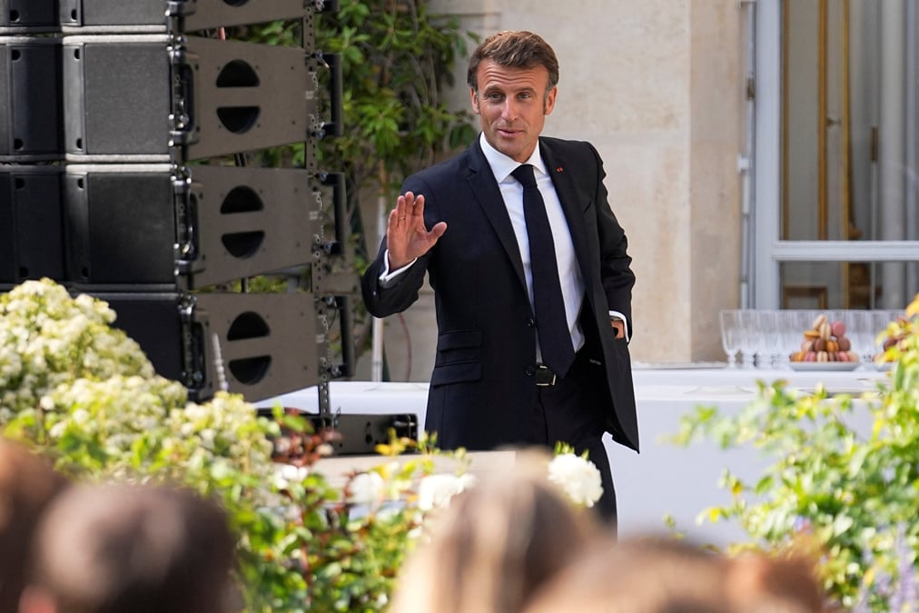 Le president francais emmanuel macron a l'elysee a paris, en france