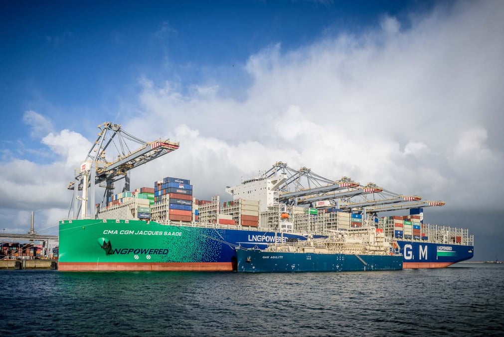 Le CMA CGM Jacques Saadé, plus grand porte-conteneur propulsé au GNL au monde a réalisé sa première escale au Havre en janvier 2021
