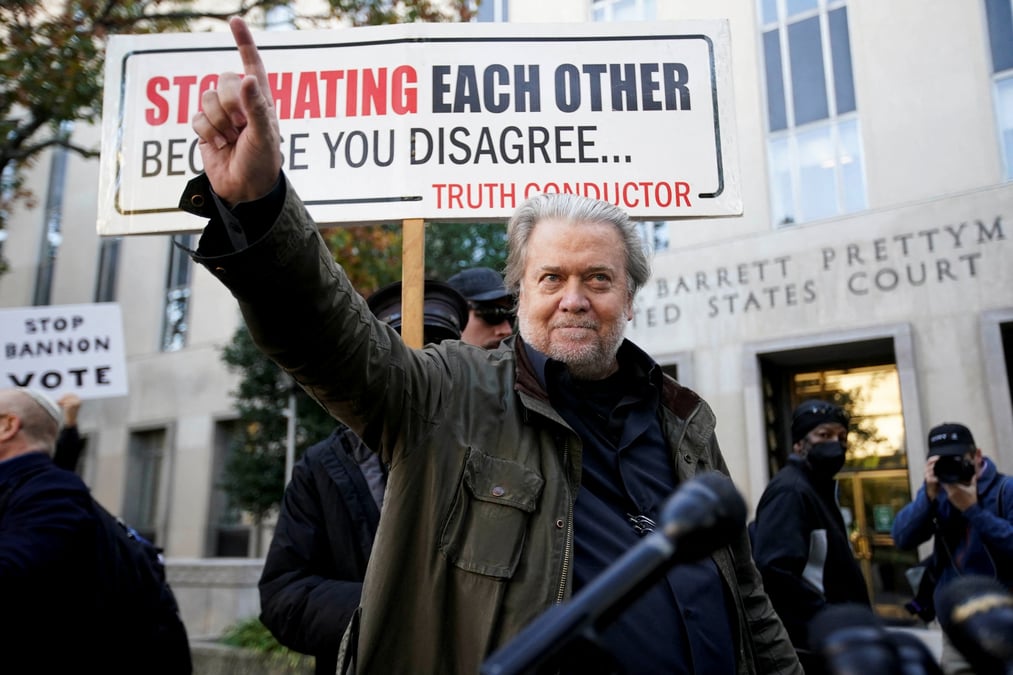 Steve bannon, former white house chief strategist under former president trump, attends a sentencing, in washington