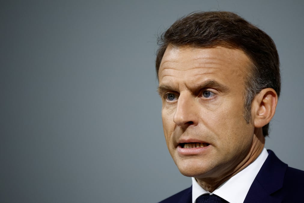 Le president francais macron lors d'une conference de presse apres avoir convoque des elections legislatives