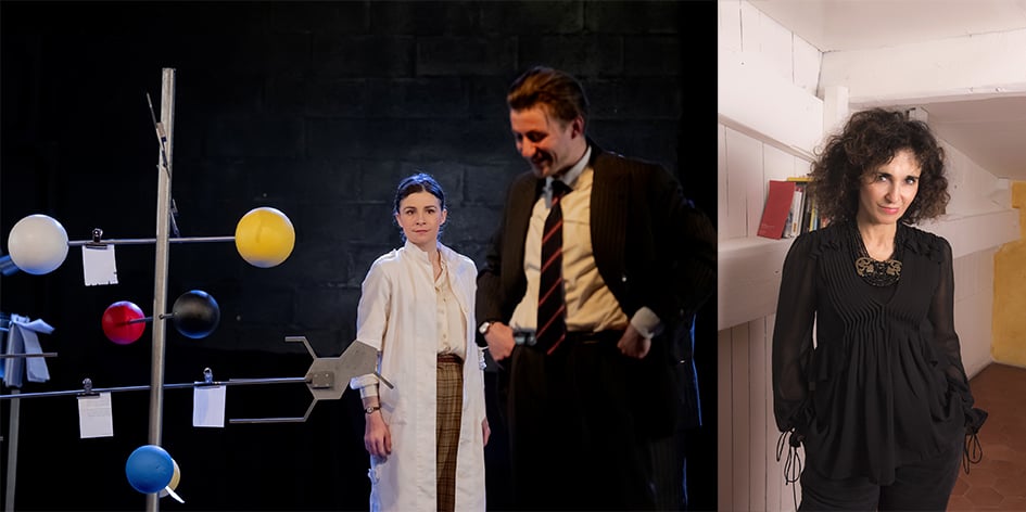 Isis Ravel (à gauche) lors des répétitions de « L’A aire Rosalind Franklin », d’Élisabeth Bouchaud (à droite).