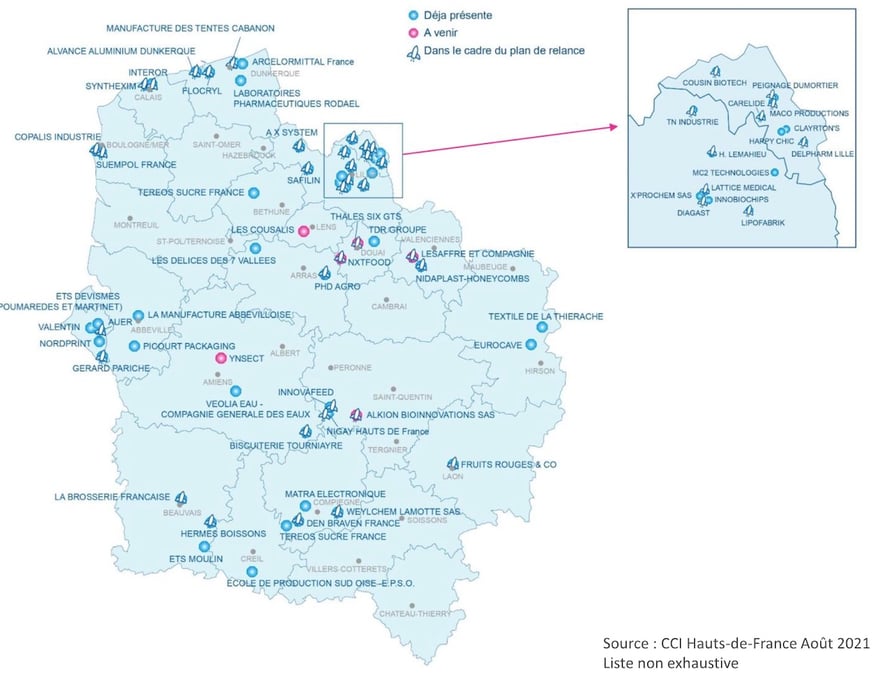 Liste des projets industriels d'implantation ou d'extensions listés par la CCI Hauts-de-France