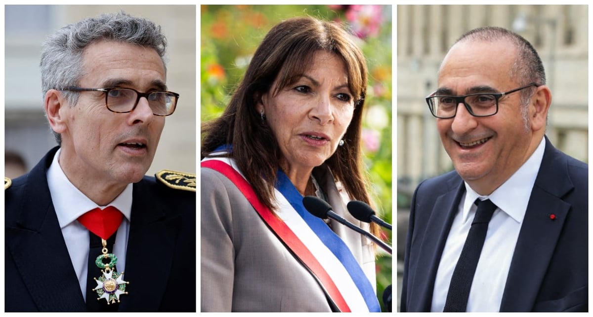 Marc Guillaume (préfet de la région Ile-de-France), Anne Hidalgo (maire de Paris) et Laurent Nuñez (préfet de police de Paris).
