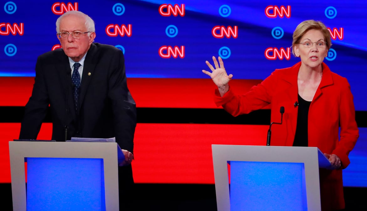 Usa2020: sanders et warren cibles de leurs rivaux lors d'un debat democrate