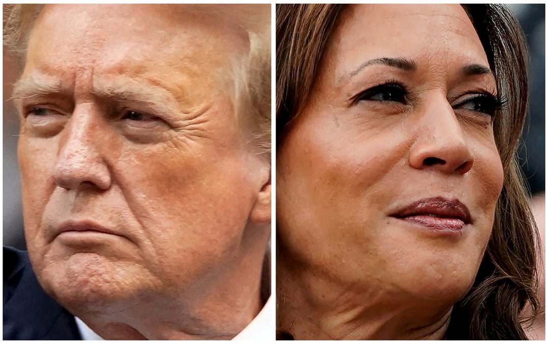L'ancien president des etats-unis, donald trump et la vice-presidente des etats-unis, kamala harris