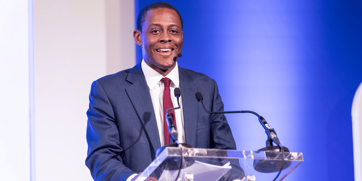 Bim Afolami, secrétaire économique au Trésor britannique, lors de l'IFGS 2024.