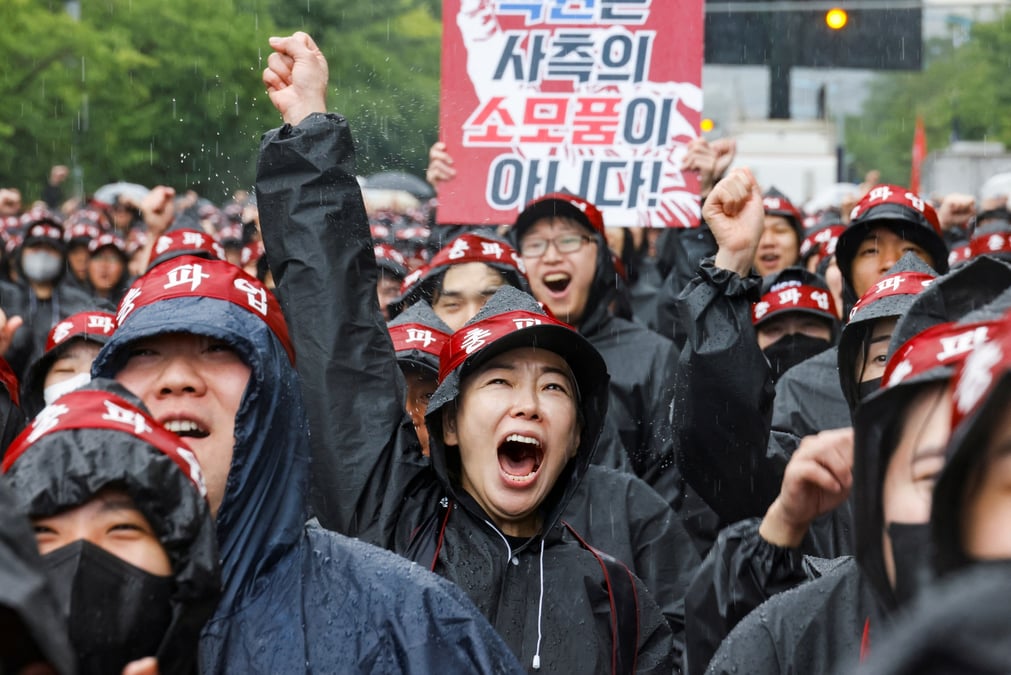 Greve syndicale des ouvriers de samsung electronics a hwaseong