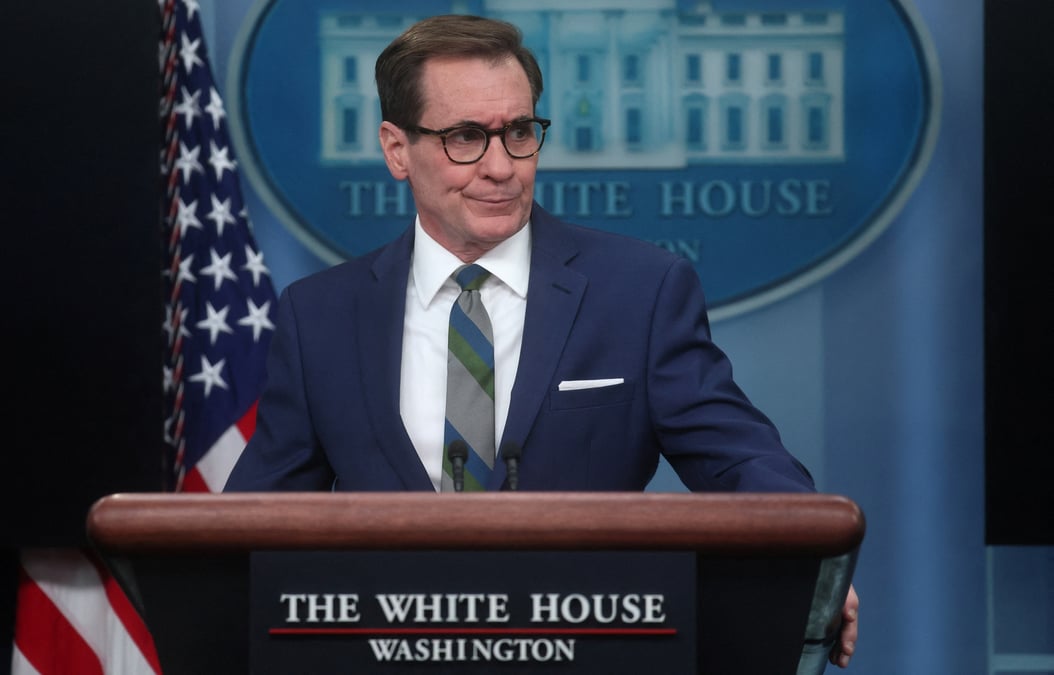 Le porte-parole du conseil de securite nationale, john kirby lors d'une conference de presse a la maison blanche, washington