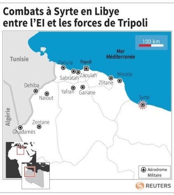 Combats a syrte en libye entre l’ei et les forces de tripoli