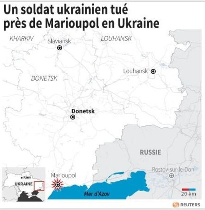 Un soldat ukrainien tue pres de marioupol en ukraine
