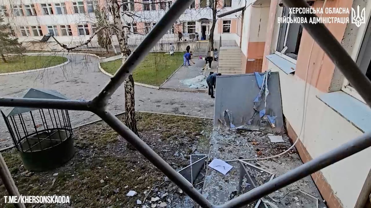 Site frappe par des drones russes, dans la region de kherson