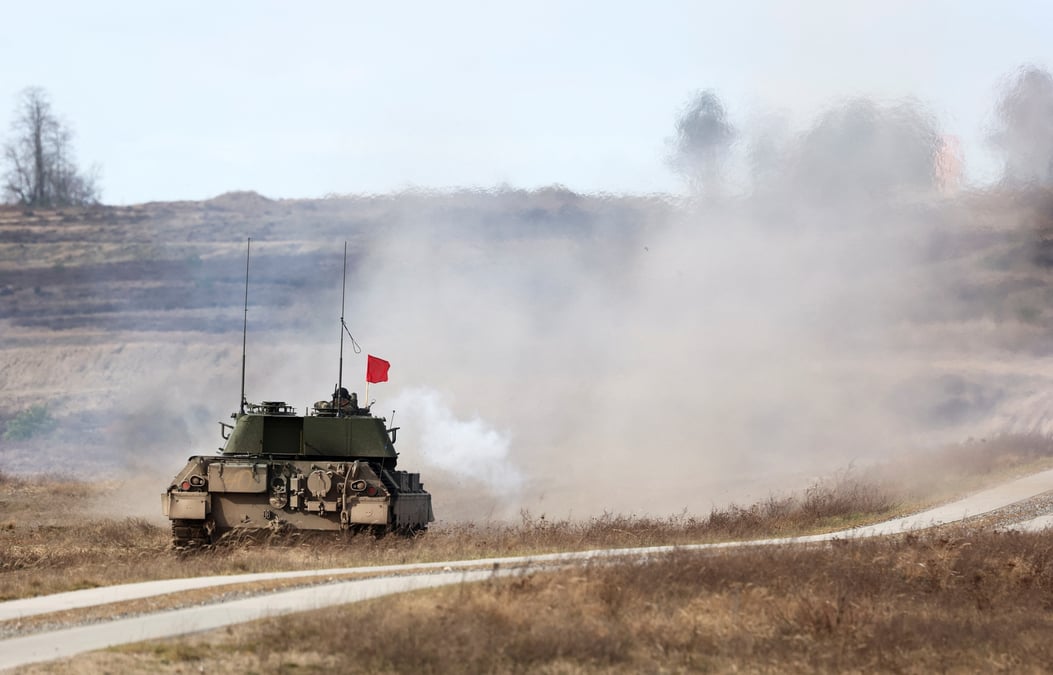 Un char ukrainien sur un site d'entrainement