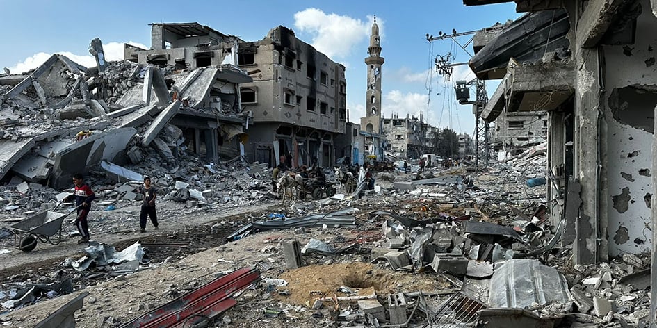 Une mosquée de Nousseirat, dans le centre de Gaza, le 19 avril.
