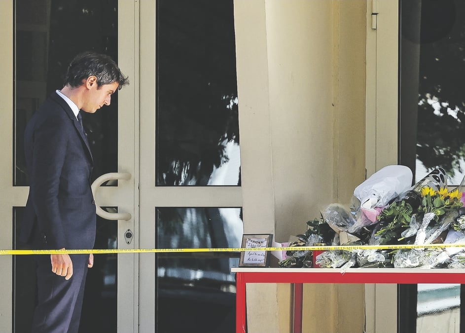 Le ministre de l’Éducation nationale et de la Jeunesse, Gabriel Attal, le 14 octobre au lycée Gambetta d’Arras (Pas-de-Calais).