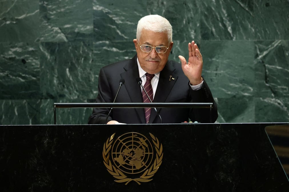 Le president palestinien mahmoud abbas lors de la 79e assemblee generale des nations unies au siege des nations unies