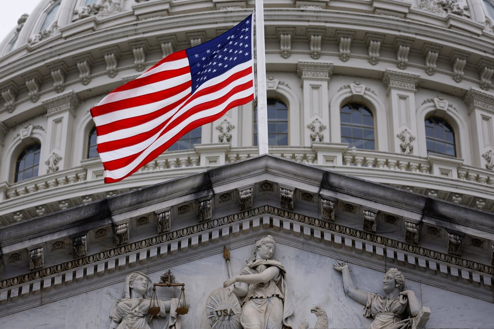 Le drapeau americain au capitole