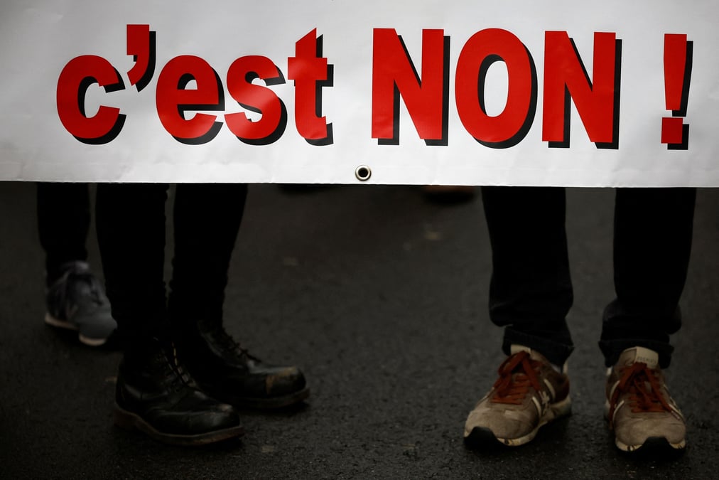 Manifestation contre la reforme des retraites du gouvernement francais a saint-nazaire, dans le cadre d'une journee de greve nationale