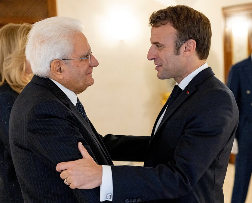 Le president italien sergio mattarella rencontre le president francais emmanuel macron a rome