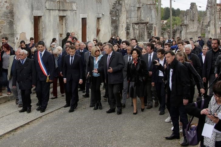 Parenthese symbolique pour macron a oradour-sur-glane