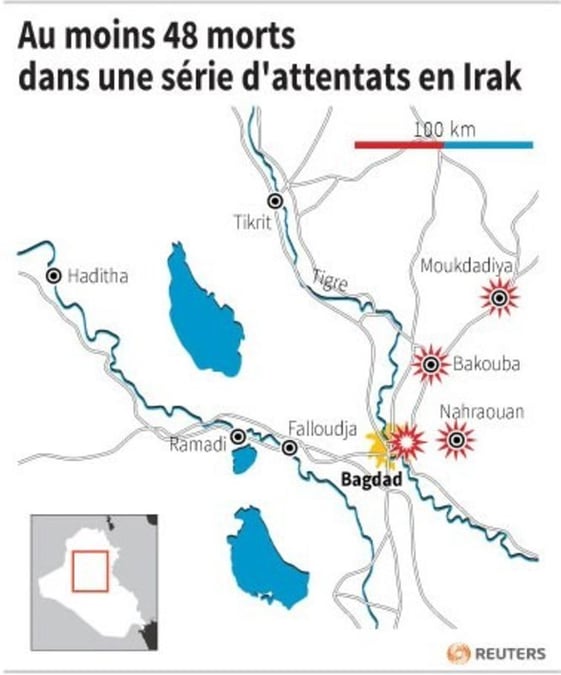 Au moins 48 morts dans une serie d'attentats en irak
