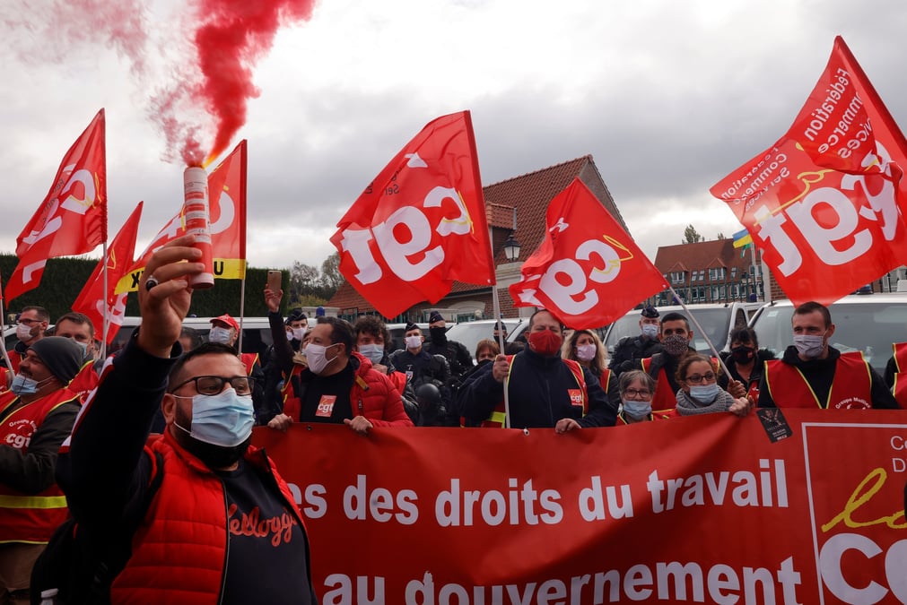 Des membres du syndicat cgt lors d'une manifestation