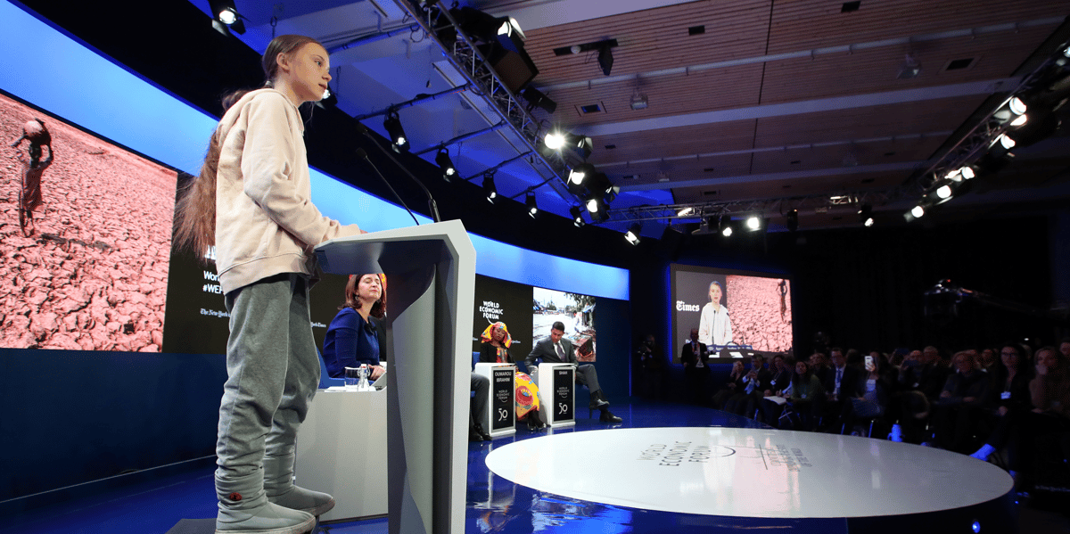 L'activiste suédoise Greta Thunberg lors de la 50e édition du World economic forum (Davos)