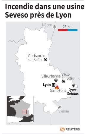 Incendie sur un site seveso proche de lyon
