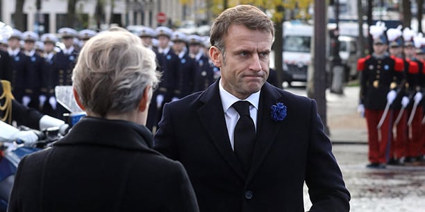 Le 11 novembre, à Paris. Le président et la Première ministre lors de la cérémonie du 105e anniversaire de l’armistice de 1918.