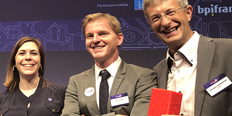 S. Huberlant, X. Garric et G. Issenmann, cofondateurs de Womed, lors de la finale du Grand Prix I-Lab 2018
