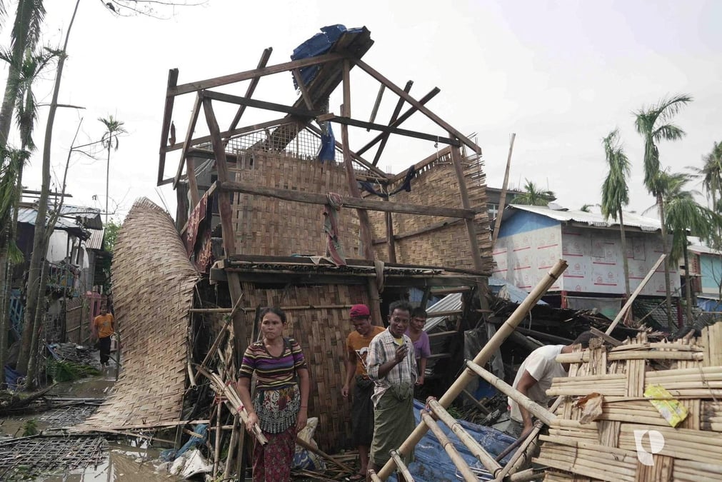 Les dommages causes par le cyclone mocha a sittwe, en birmanie