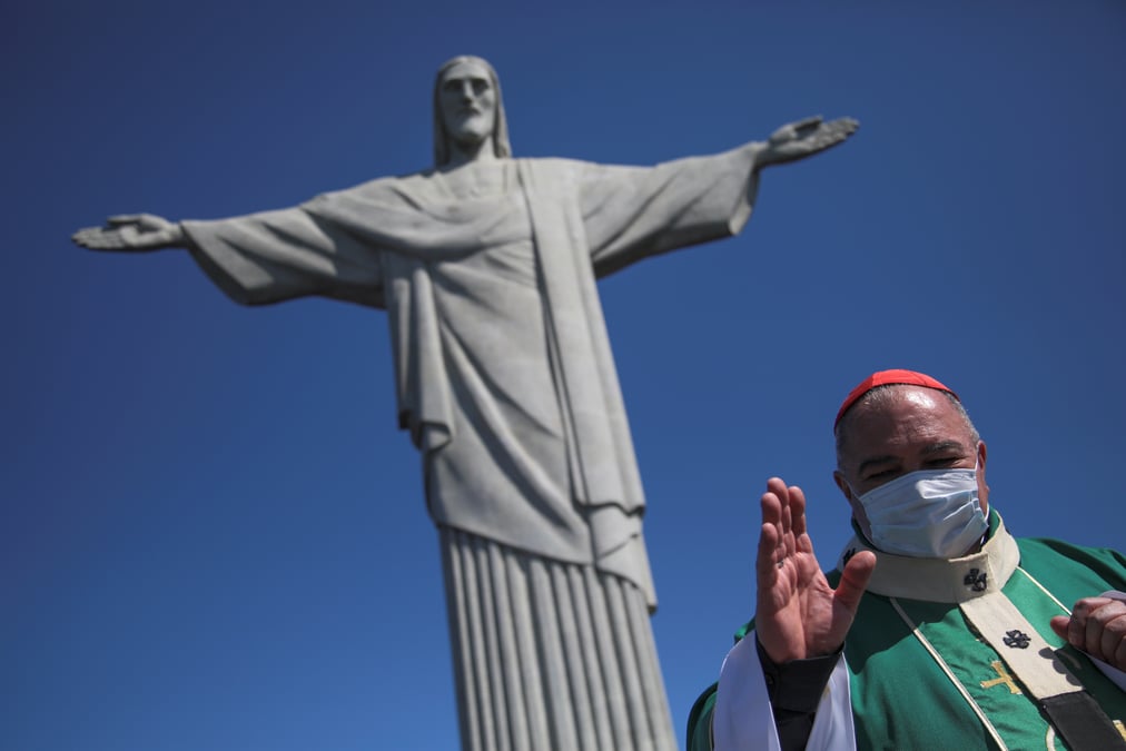 A mass in tribute to coronavirus disease (covid-19) victims in rio de janeiro