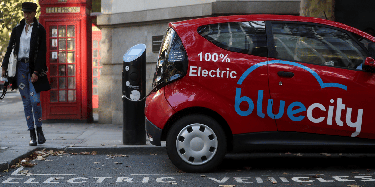 Blue City, London, electric car,