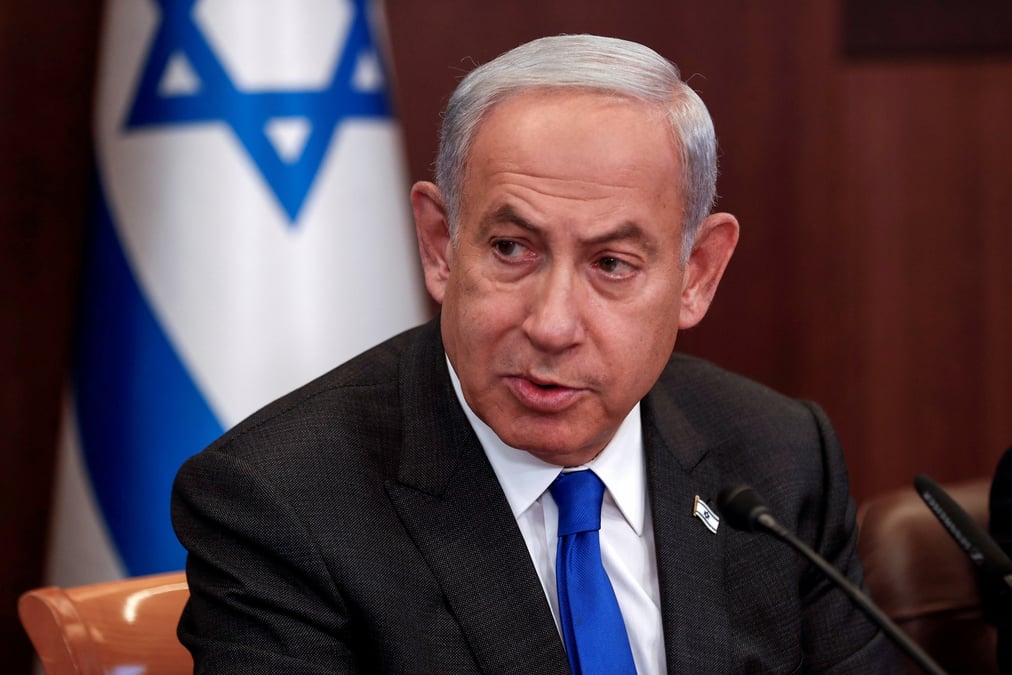 Le premier ministre israelien benjamin netanyahu lors de la reunion hebdomadaire du cabinet a jerusalem