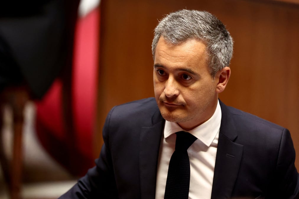Le ministre francais de l'interieur et de l'outre-mer gerald darmanin a l'assemblee nationale a paris, en france