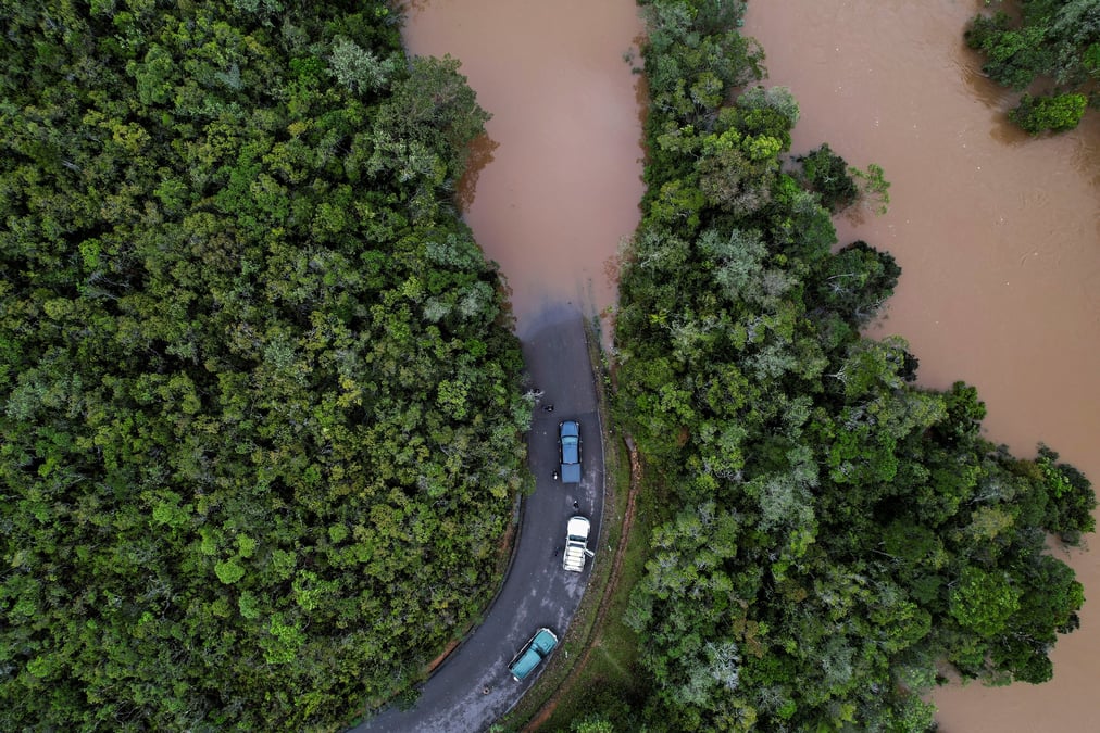 Une zone inondee apres le passage du cyclone batsirai en 2022, madagascar