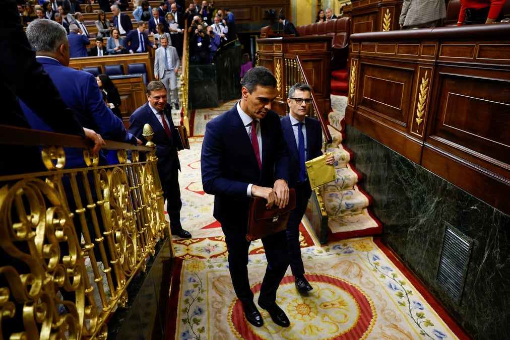Pedro sanchez au parlement espagnol a madrid