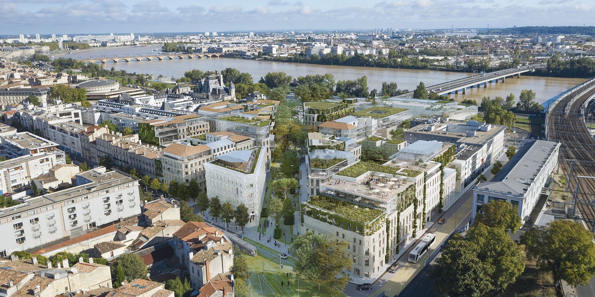 Vue du futur quartier Canopia, entre la gare Saint-Jean et les quais de la Garonne, où 30.000 m2 de commerces et 12.000 m2 d'hôtels sont prévus à l'horizon 2027.