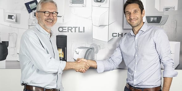 Christophe de Fitte, directeur général de BDR Thermea France, et Nicolas Jerez, CEO de Bulane.