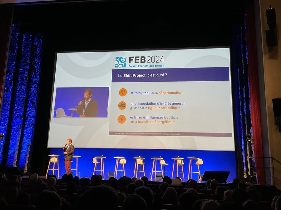 Jean-Marc Jancovici, le président du Shift Project, a introduit jeudi dernier au Forum économique breton la présentation par ses équipes de l'expérimentation bretonne de sa méthode de décarbonation applicable à l'ensemble des régions françaises.