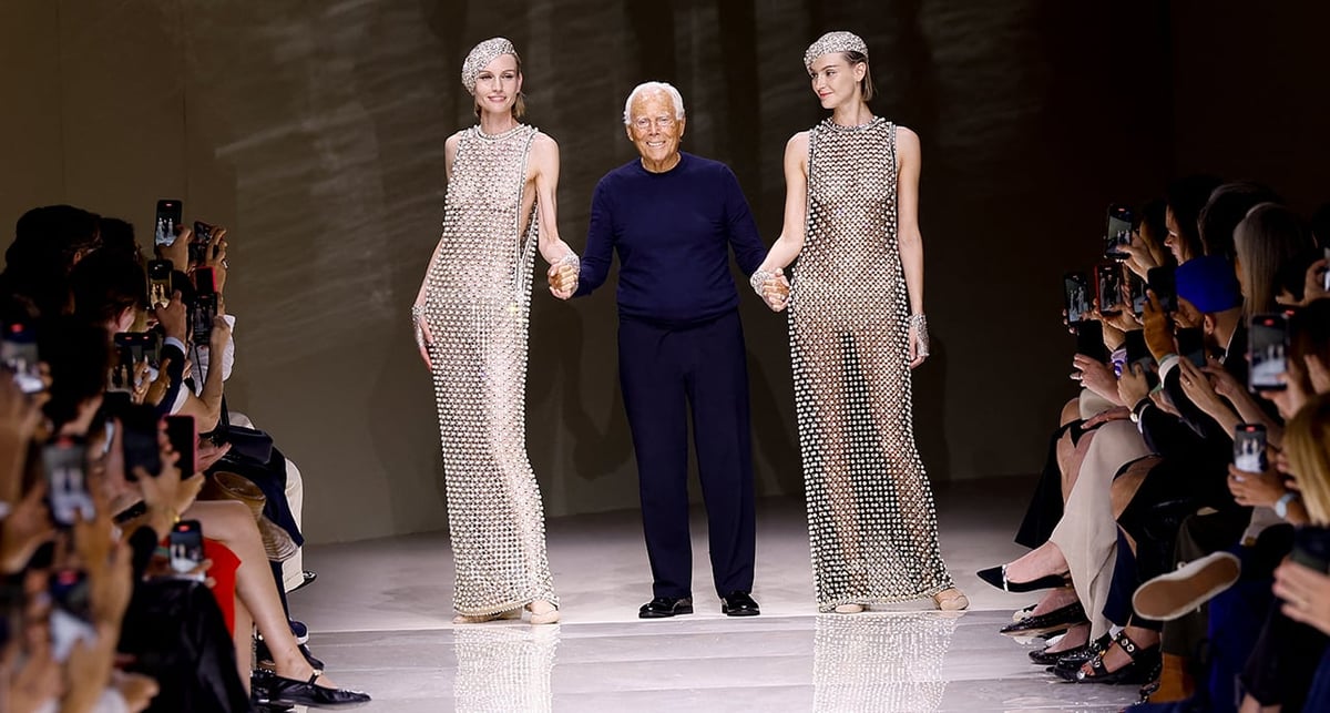 Giorgio Armani lors de la Fashion Week de Paris, le 25 juin 2024.